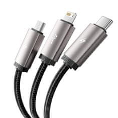 Tech-protect Ultraboost 3in1 kábel USB - Lightning / USB-C / Micro USB 3.5A 1m, sivý