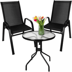 sapro Balkónový set stôl + 2 stoličky čierny Gardlov 23461 