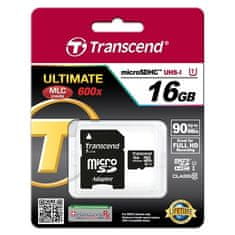 Transcend Pamäťová karta MicroSDHC 16GB UHS-I U1 (90MB/ s) + adapter