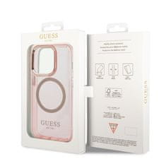 Guess Kryt na mobil Translucent MagSafe na Apple iPhone 14 Pro Max - růžový