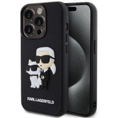 Karl Lagerfeld Kryt na mobil 3D Rubber Karl and Choupette na Apple iPhone 15 Pro - černý