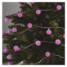 EMOS Vánoční osvětlení D5AP01 LED světelný cherry řetěz – kuličky 2,5 cm, 4 m, venkovní i vnitřní, růžová, časovač