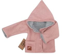 Z&Z Z&Z Pletený, oboustranný svetřík, kabátek s kapucí, růžovo-šedý, vel. 62 - 62 (2-3m)