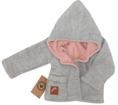 Z&Z Z&Z Pletený, oboustranný svetřík, kabátek s kapucí, růžovo-šedý, vel. 62 - 62 (2-3m)