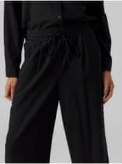 Vero Moda Čierne dámske nohavice s prímesou ľanu Vero Moda Jesmilo L