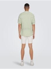 ONLY&SONS Bielo-zelená pánska pruhovaná košeľa s krátkym rukávom ONLY & SONS Wayne XL