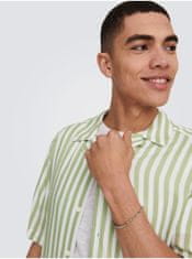 ONLY&SONS Bielo-zelená pánska pruhovaná košeľa s krátkym rukávom ONLY & SONS Wayne XL