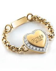 Guess Nápaditý pozlátený prsteň so srdiečkom Fine Heart JUBR01429JWYG (Obvod 54 mm)