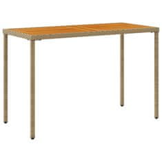 Vidaxl Záhradný stôl s akáciovou doskou béžový 115x54x74 cm polyratan