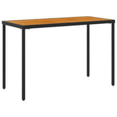 Vidaxl Záhradný stôl s akáciovou doskou čierny 115x54x74 cm polyratan