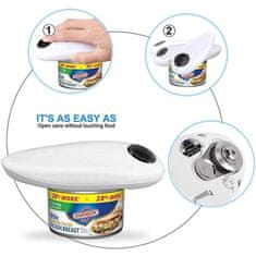 HOME & MARKER® Automatický kuchynský otvárač konzerv + otvárač na fľaše (biela farba, 17 x 8 x 6 cm) | JARCAN