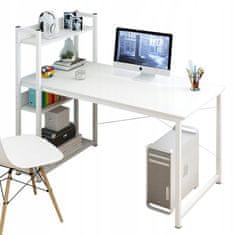 MUVU Biely počítačový stôl, pracovný stôl, školská lavica, písací stôl s knihovňou