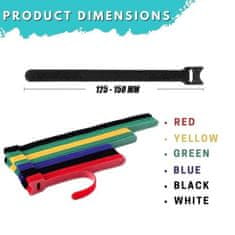 HOME & MARKER® Univerzálne farebné pásky na elektrické káble na suchý zips so slučkou – 3 veľkosti (50 ks) | ZIPPITT
