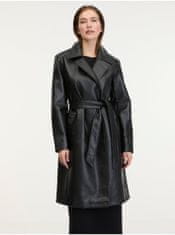 Jacqueline de Yong Čierny dámsky koženkový kabát JDY Vicos S