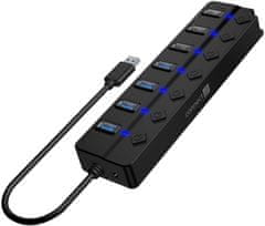 Connect IT USB-A hub Mighty Switch 2, 4xUSB-A 3.0, 3xUSB-A 2.0, externí, čierna