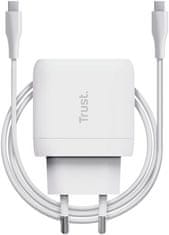 TRUST síťový adaptér Maxo, USB-C, 45W, biela