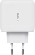 TRUST síťový adaptér Maxo, USB-C, 65W, biela