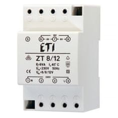 ETI Trafo zvončekové modulárne na DIN lištu ETI ZT8/12 (6/8/12V AC)