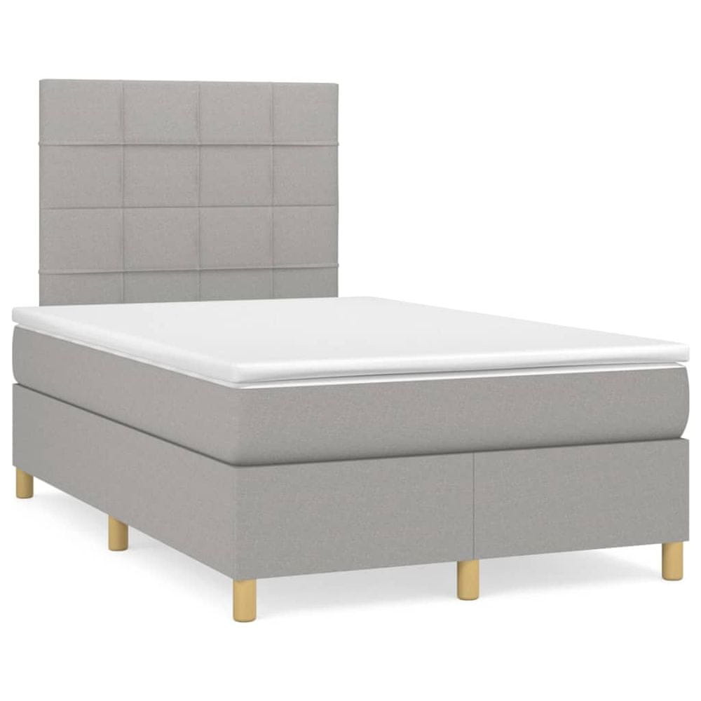 Petromila vidaXL Boxspring posteľ s matracom a LED, svetlosivá 120x190 cm, látka