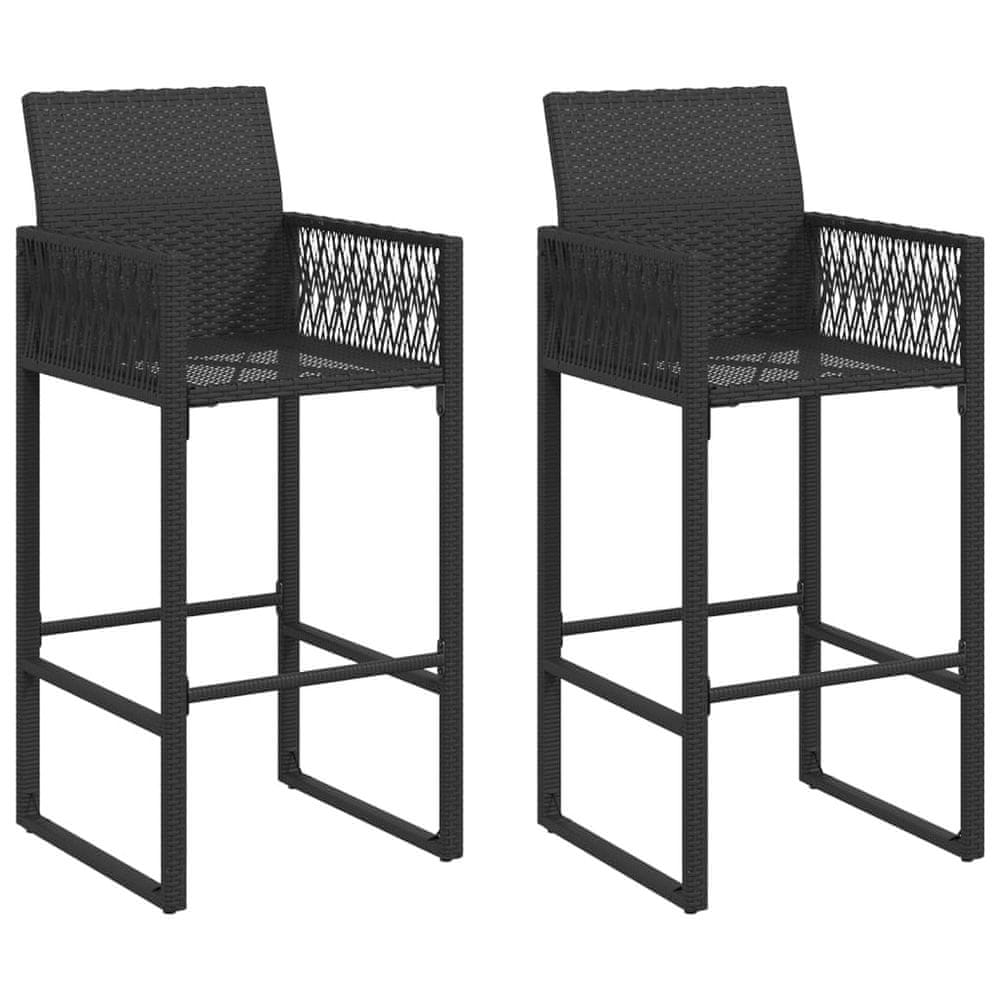 Vidaxl Záhradné barové stoličky 2 ks čierne polyratan