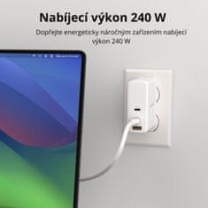 Hyper nabíjecí kábel Silicone USB-C, 240W, 1m, biela