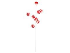 LAALU Dekoratívna vetvička s guľôčkami červená a biela 68 cm