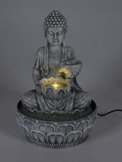 HOMESTYLING Fontána izbová s LED osvetlením 29 cm Budha šedá