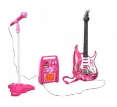 iMex Toys Detská rocková elektrická gitara na batérie + zosilňovač a mikrofón Pink
