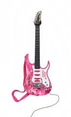 iMex Toys Detská rocková elektrická gitara na batérie + zosilňovač a mikrofón Pink