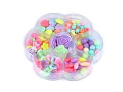 Súprava plastových korálikov s gumičkou v boxe - mix pastel