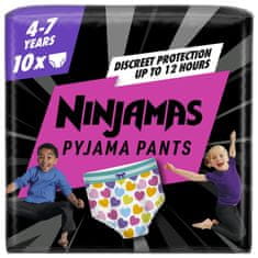 Pampers NINJAMAS Nohavičky plienkové Pyjama Pants Srdiečka, 10 ks, 7 rokov, 17kg-30kg