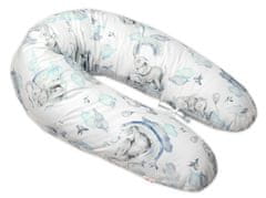 Baby Nellys Dojčiace bavlnený vankúš - relaxačná poduška, Slon a Dúha, modrý