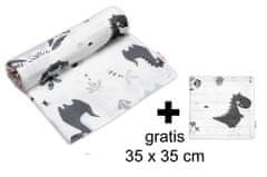 Baby Nellys Mušelínová plienka/osuška LUX 120x120 cm + mini 35x35 cm, Dino, granát