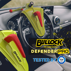 Bullock Defender Pro - univerzálne mechanické zabezpečenie na volant pre akýkoľvek typ vozidla, zároveň zabráni krádeži airbagu.