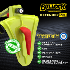 Bullock Defender Pro - univerzálne mechanické zabezpečenie na volant pre akýkoľvek typ vozidla, zároveň zabráni krádeži airbagu.
