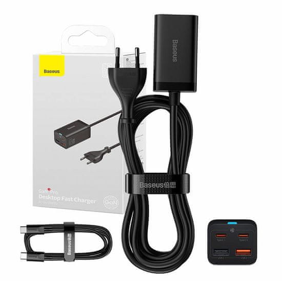 BASEUS Sieťová nabíjačka Baseus GaN3 Pro, 2x USB-C, 2x USB, 65 W (čierna)