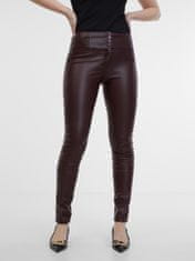 Orsay Vínové dámské koženkové kalhoty 40