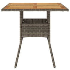 Petromila vidaXL Záhradný stôl s akáciovou doskou, sivý 80x80x75 cm, polyratan