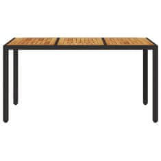 Vidaxl Záhradný stôl s akáciovou doskou čierny 150x90x75 cm polyratan