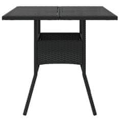 Vidaxl Záhradný stôl so sklenenou doskou, čierny 80x80x75cm, polyratan