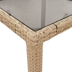 Vidaxl Záhradný stôl so sklenenou doskou béžový 150x90x75 cm polyratan
