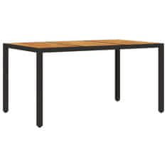 Vidaxl Záhradný stôl s akáciovou doskou čierny 150x90x75 cm polyratan