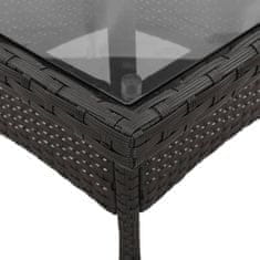 Vidaxl Záhradný stôl so sklenenou doskou, čierny 80x80x75cm, polyratan