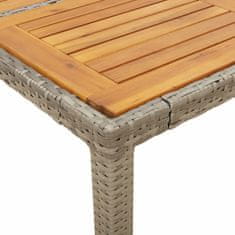 Vidaxl Záhradný stôl s akáciovou doskou sivý 150x90x75 cm polyratan