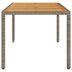 Vidaxl Záhradný stôl s akáciovou doskou sivý 190x90x75 cm polyratan