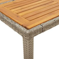 Vidaxl Záhradný stôl s akáciovou doskou sivý 190x90x75 cm polyratan