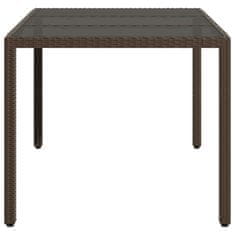 Vidaxl Záhradný stôl so sklenenou doskou hnedý 150x90x75 cm polyratan