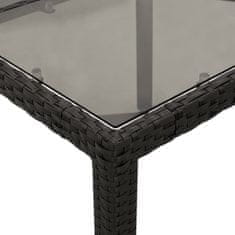 Vidaxl Záhradný stôl so sklenenou doskou čierny 90x90x75 cm polyratan