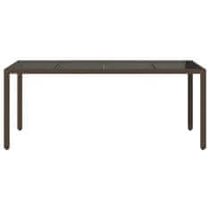 Vidaxl Záhradný stôl so sklenenou doskou hnedý 190x90x75 cm polyratan