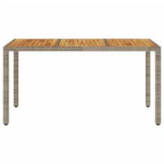Vidaxl Záhradný stôl s akáciovou doskou sivý 150x90x75 cm polyratan